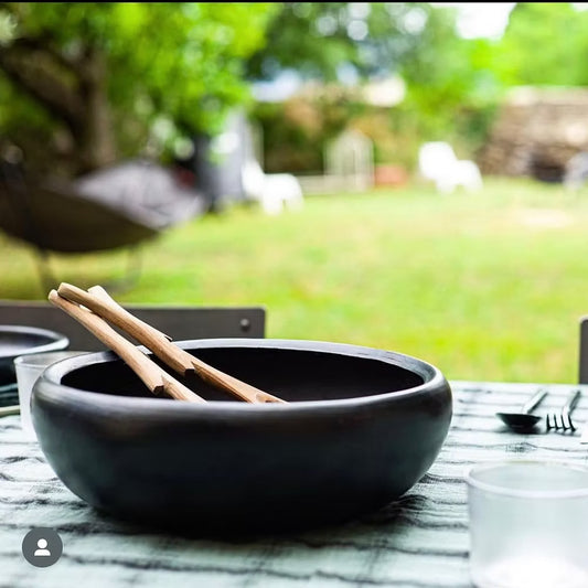 Black Pottery - Gebogen ronde schaal